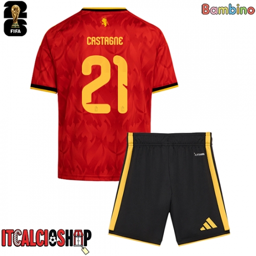 Belgio Timothy Castagne #21 Prima Maglia Bambino Mondiali 2026 Manica Corta (+ Pantaloni corti)
